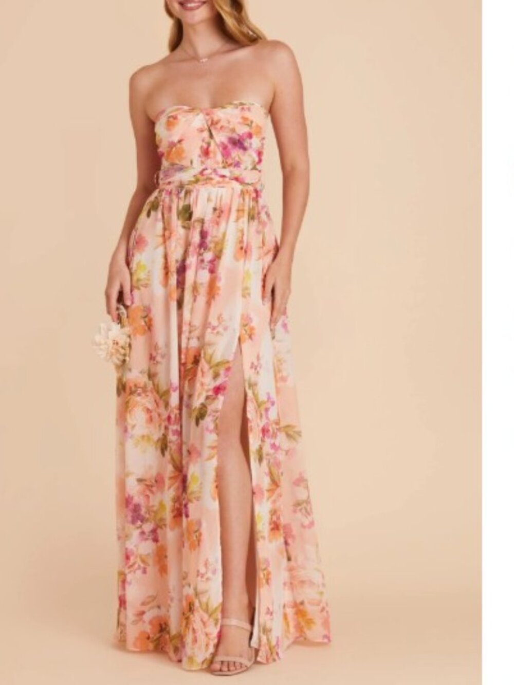 Birdy Grey Grace Convertible Dress With Slit - Coral Sunset Peonies